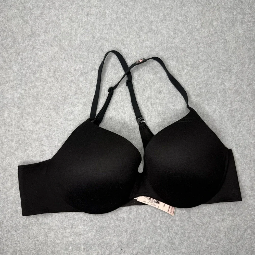 New Victorias Secret Black Adjustable Straps Bra Cross back Size 36B